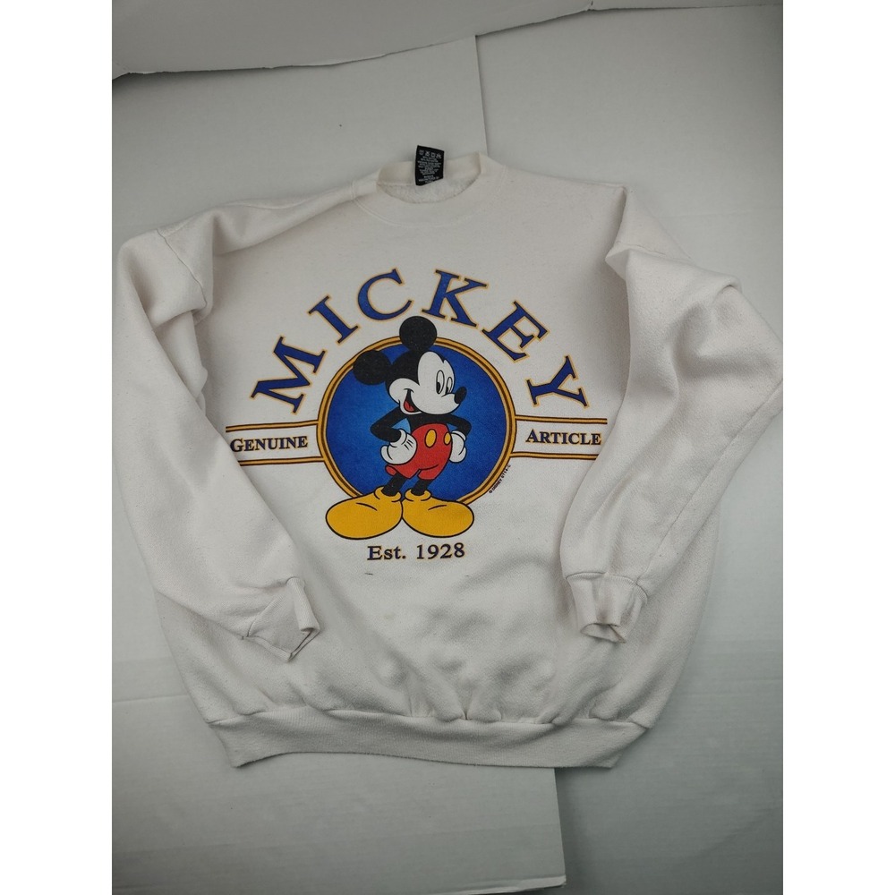Vintage Mickey Mouse Sweatshirt Size XL‎ Disney Jerry Leigh White Graphic STAINS